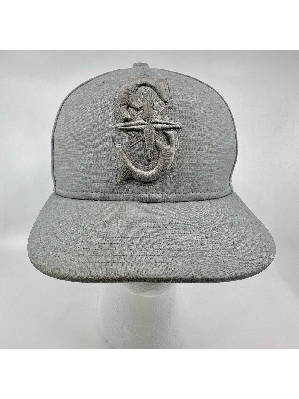 New Era Seattle Mariners 59FIFTY Fitted Hat 7 3/8 Gray Monochrome MLB  Ball Cap
